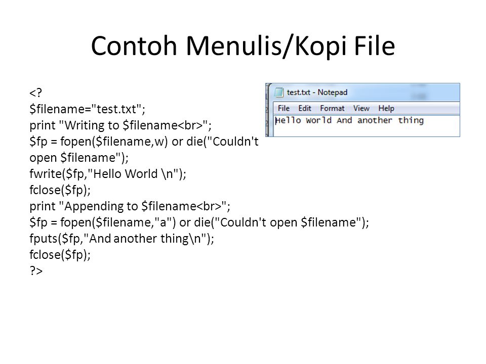 Contoh Menulis/Kopi File <.