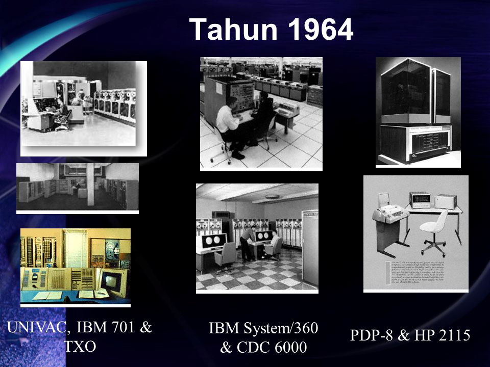 UNIVAC, IBM 701 & TXO IBM System/360 & CDC 6000 PDP-8 & HP 2115 Tahun 1964