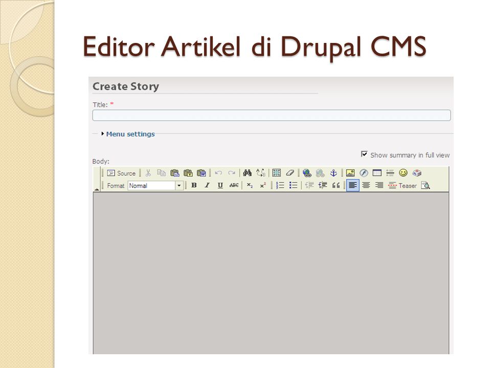Editor Artikel di Drupal CMS
