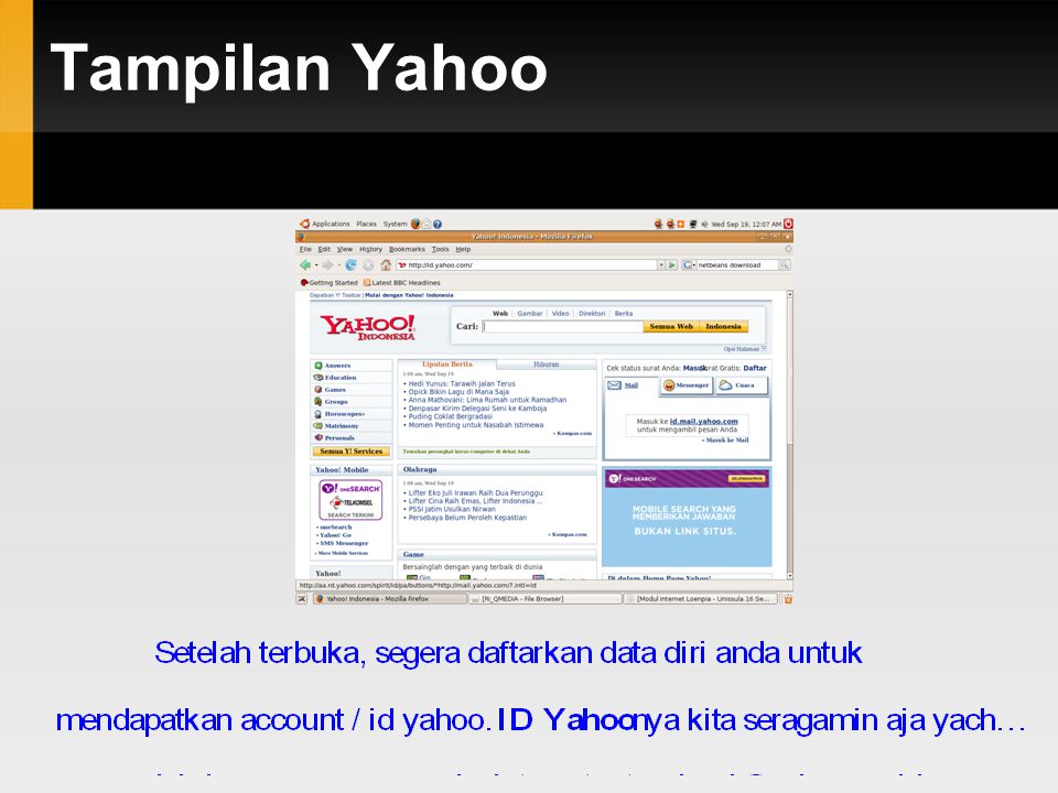 Tampilan Yahoo