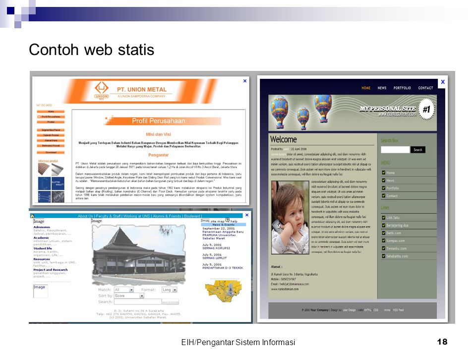 EIH/Pengantar Sistem Informasi 18 Contoh web statis
