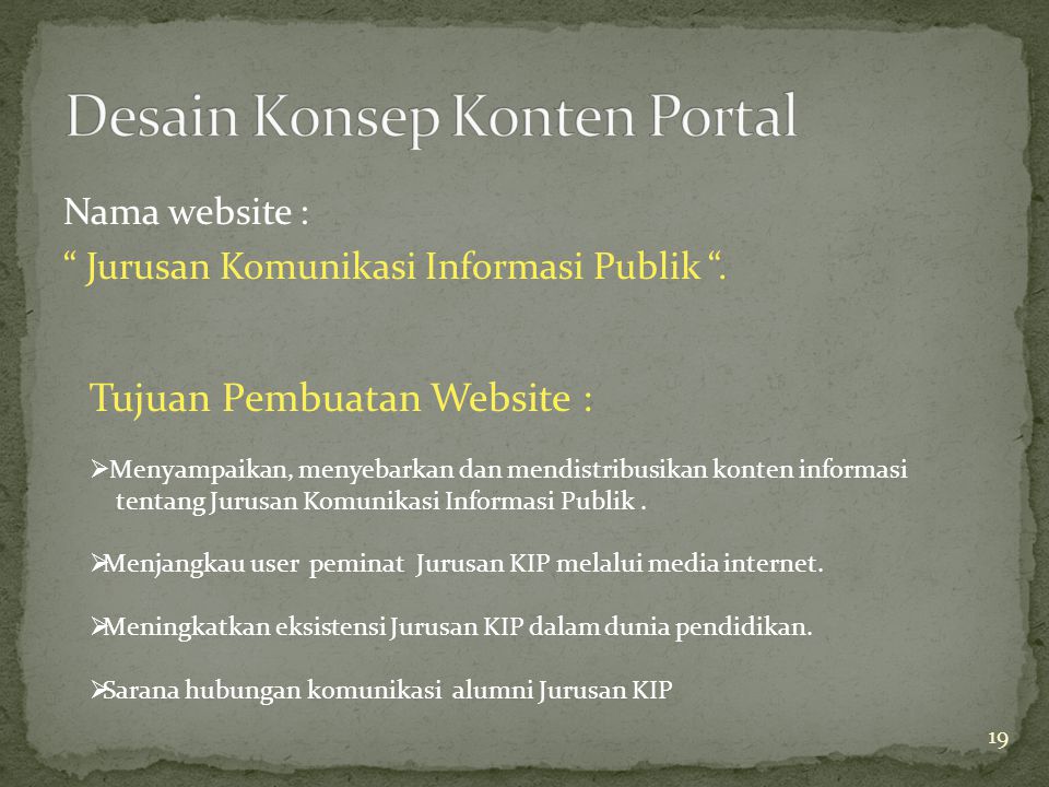 Nama website : Jurusan Komunikasi Informasi Publik .