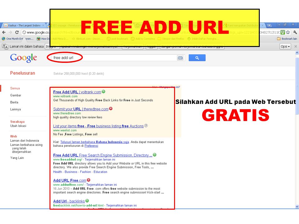 Silahkan Add URL pada Web Tersebut GRATIS FREE ADD URL