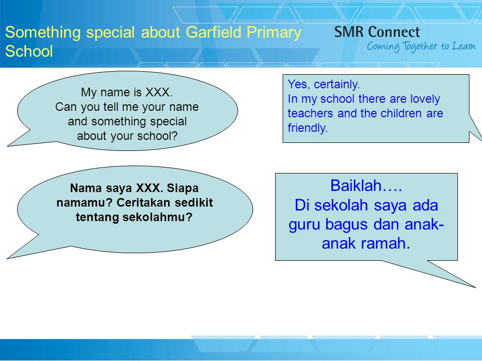13 Something special about Garfield Primary School My name is XXX.