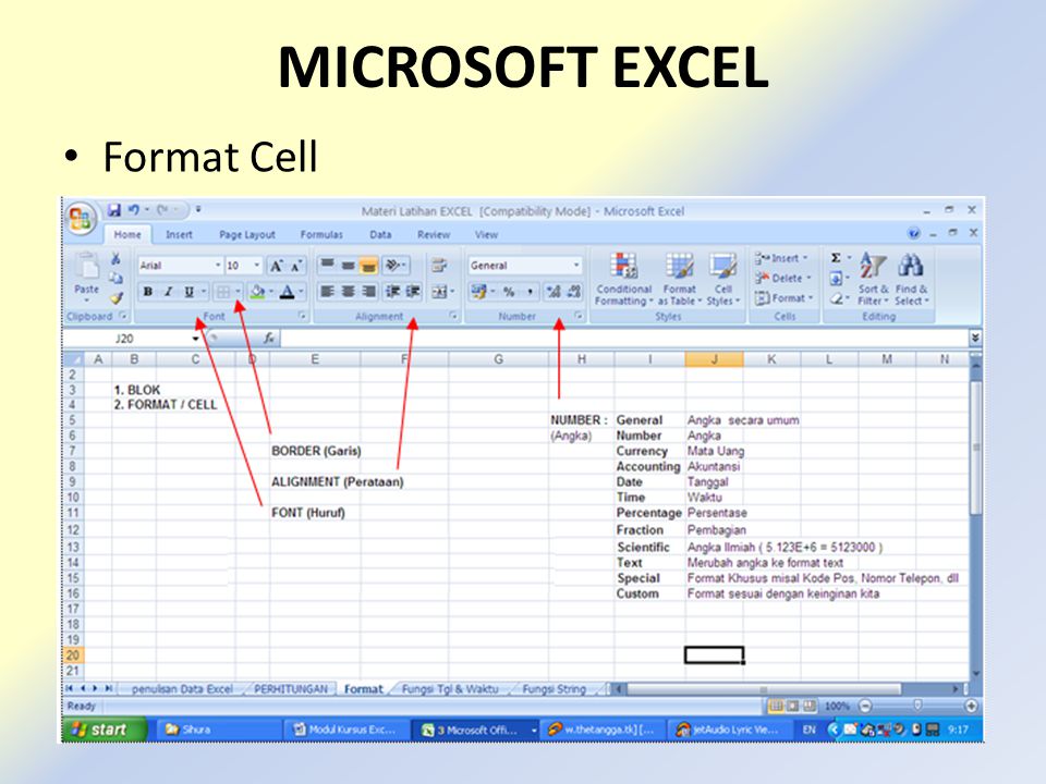 MICROSOFT EXCEL • Format Cell