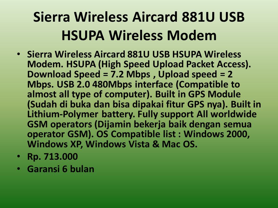 Sierra Wireless Aircard 881U USB HSUPA Wireless Modem • Sierra Wireless Aircard 881U USB HSUPA Wireless Modem.