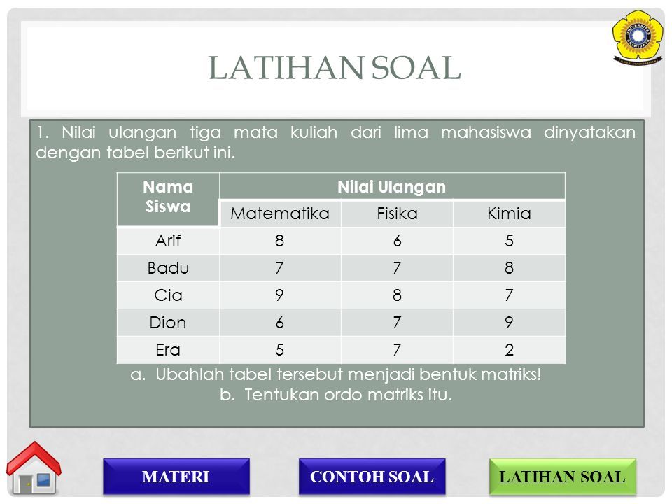 28 Contoh Soal Jenis Matriks Kumpulan Contoh Soal