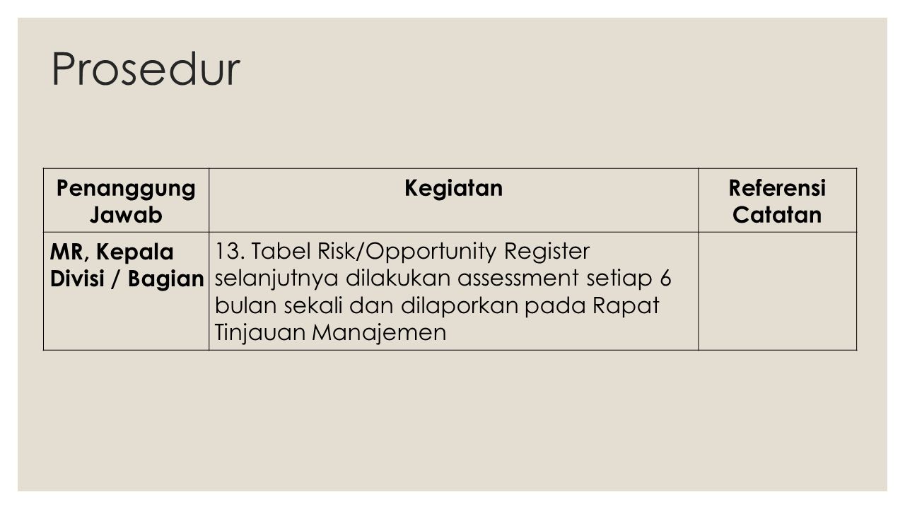 Cara Membuat Tabel Risk And Opportunity Iso 9001 Ppt Download