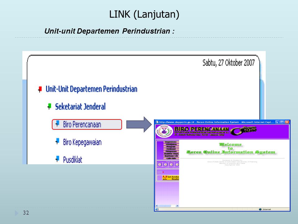 32 LINK (Lanjutan) Unit-unit Departemen Perindustrian :