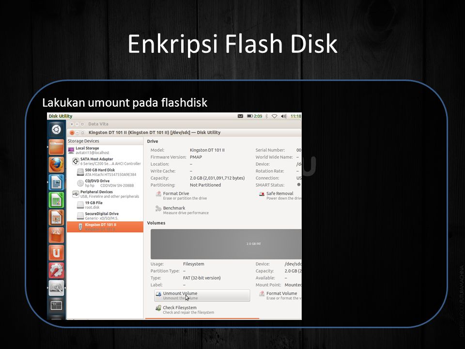Enkripsi Flash Disk Lakukan umount pada flashdisk