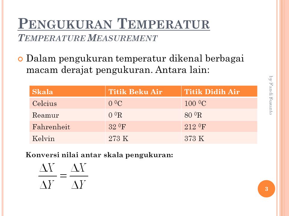 P ENGUKURAN T EMPERATUR T EMPERATURE M EASUREMENT Dalam pengukuran temperatur dikenal berbagai macam derajat pengukuran.