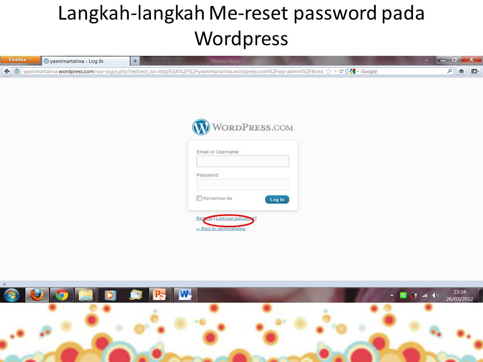 Langkah-langkah Me-reset password pada Wordpress