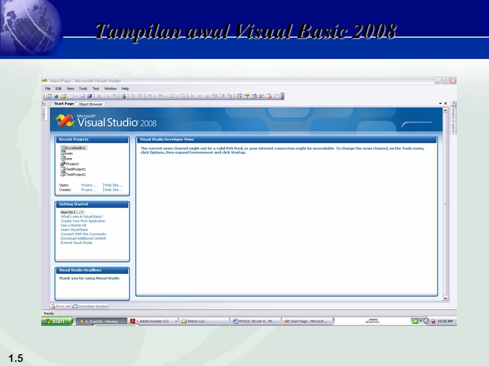 1.5 Tampilan awal Visual Basic 2008