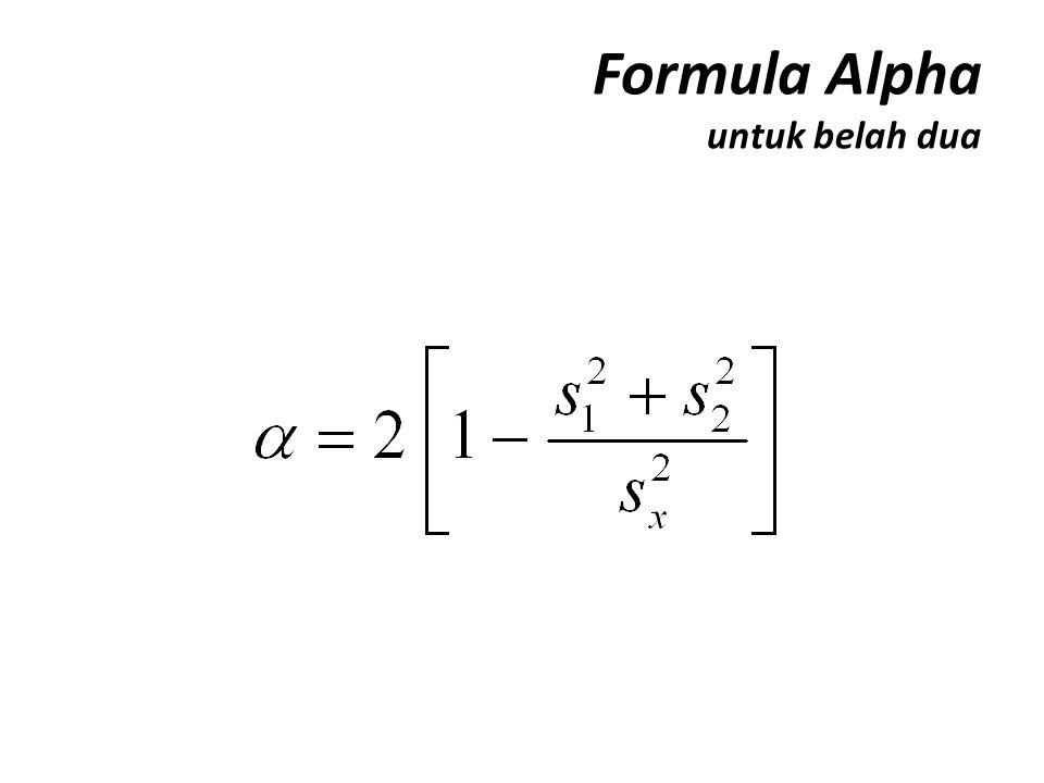 Formula Alpha untuk belah dua