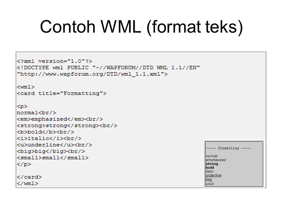 Contoh WML (format teks)‏