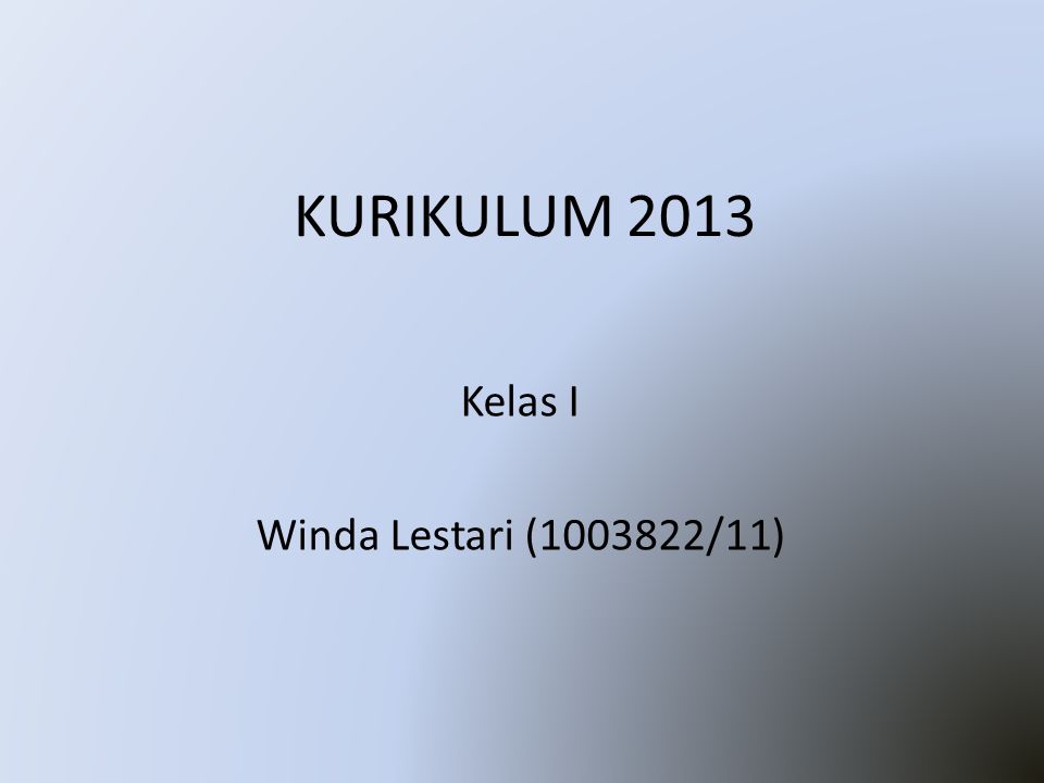 KURIKULUM 2013 Kelas I Winda Lestari ( /11)