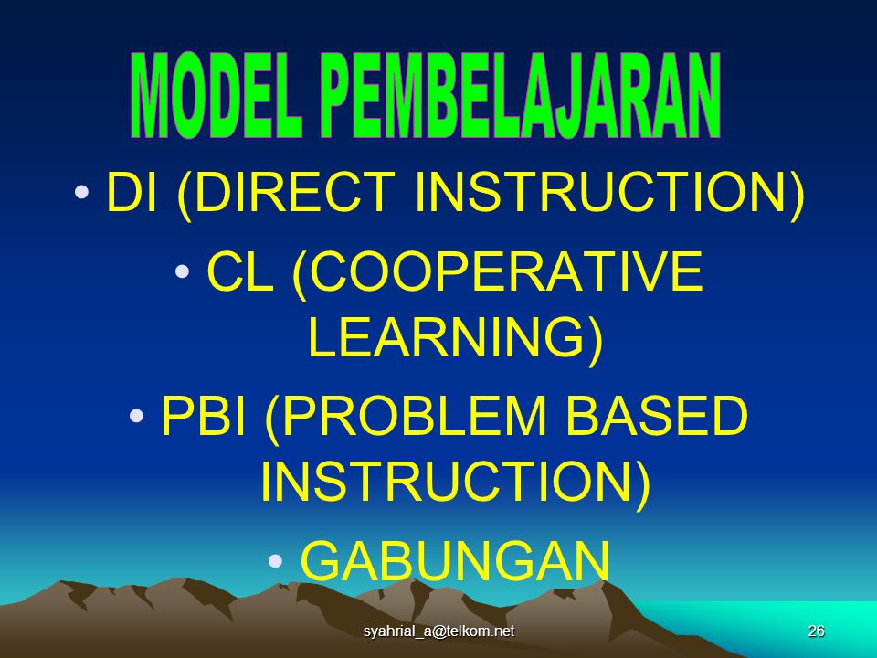DI (DIRECT INSTRUCTION) CL (COOPERATIVE LEARNING) PBI (PROBLEM BASED INSTRUCTION) GABUNGAN