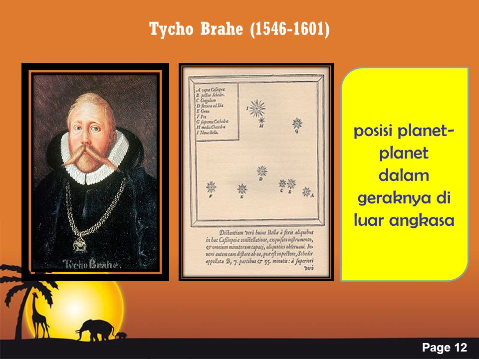 Page 12 Tycho Brahe ( ) posisi planet- planet dalam geraknya di luar angkasa