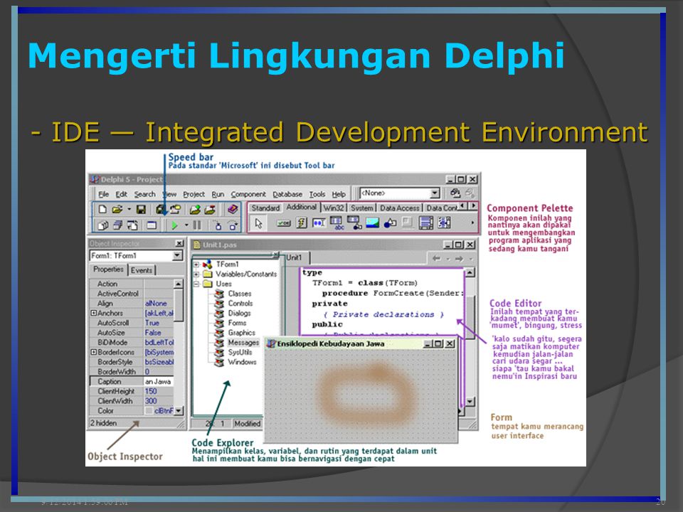 Mengerti Lingkungan Delphi 9/12/2014 2:00:42 PM20 - IDE — Integrated Development Environment