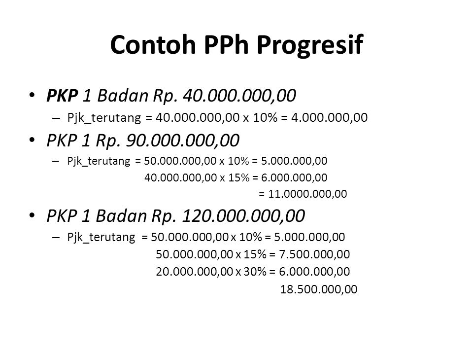 Contoh PPh Progresif PKP 1 Badan Rp.