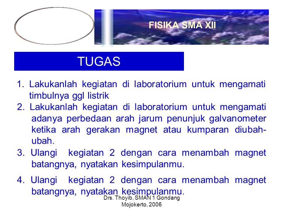 Drs. Thoyib, SMAN 1 Gondang Mojokerto, 2006 TUGAS 1.