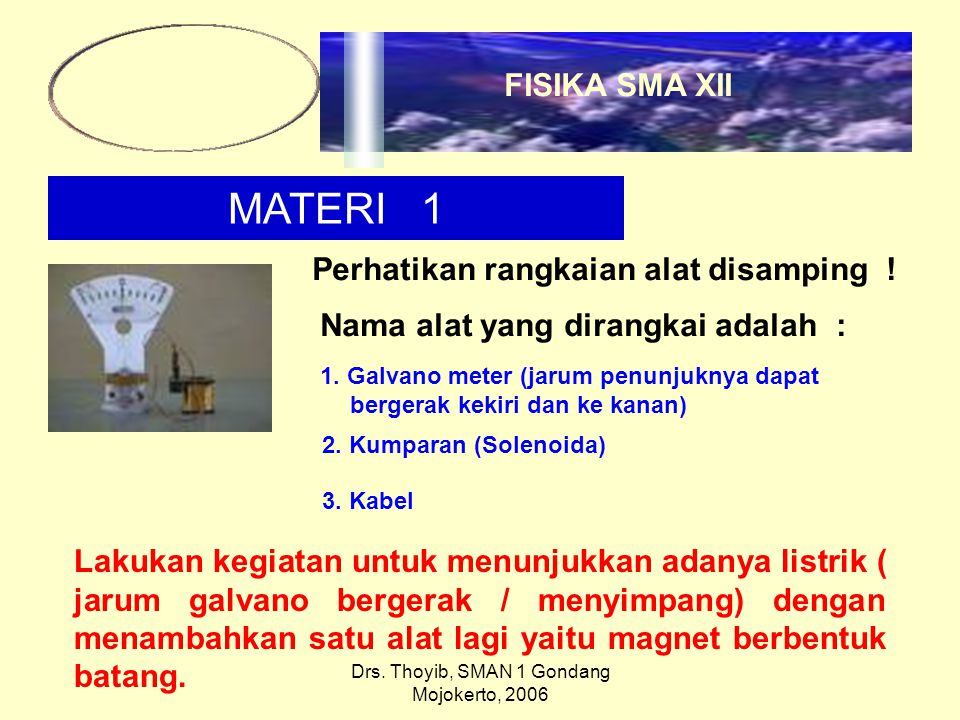 Drs. Thoyib, SMAN 1 Gondang Mojokerto, 2006 MATERI 1 Perhatikan rangkaian alat disamping .