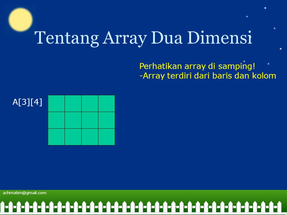 Tentang Array Dua Dimensi A[3][4] Perhatikan array di samping.