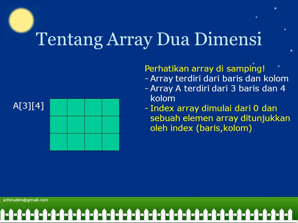Tentang Array Dua Dimensi A[3][4] Perhatikan array di samping.