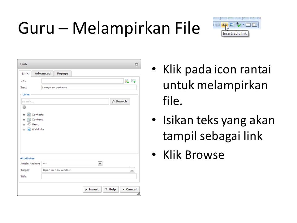 Guru – Melampirkan File Klik pada icon rantai untuk melampirkan file.