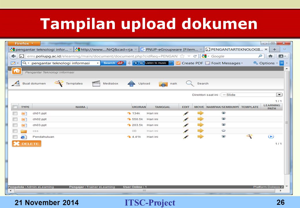 ITSC-Project 21 November Tampilan upload dokumen