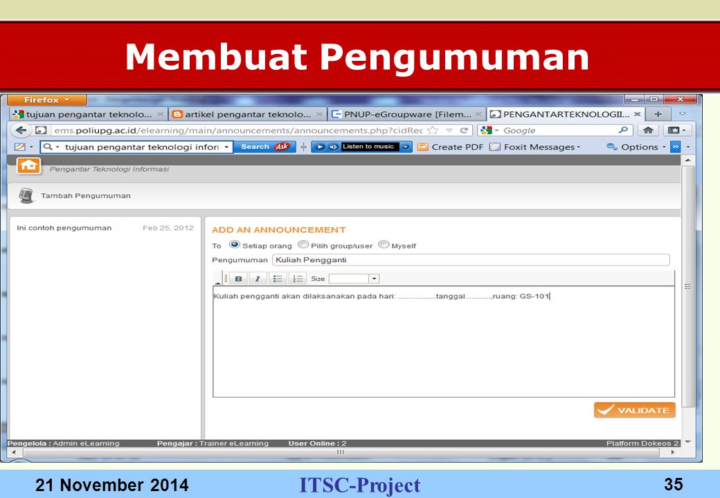 ITSC-Project 21 November Membuat Pengumuman