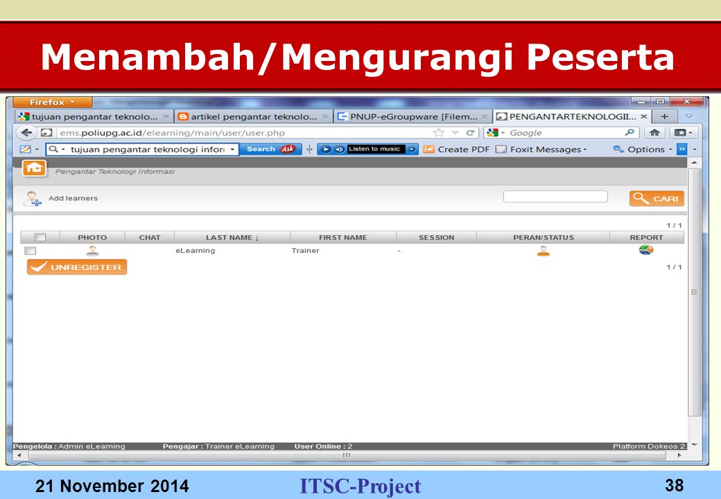 ITSC-Project 21 November Menambah/Mengurangi Peserta