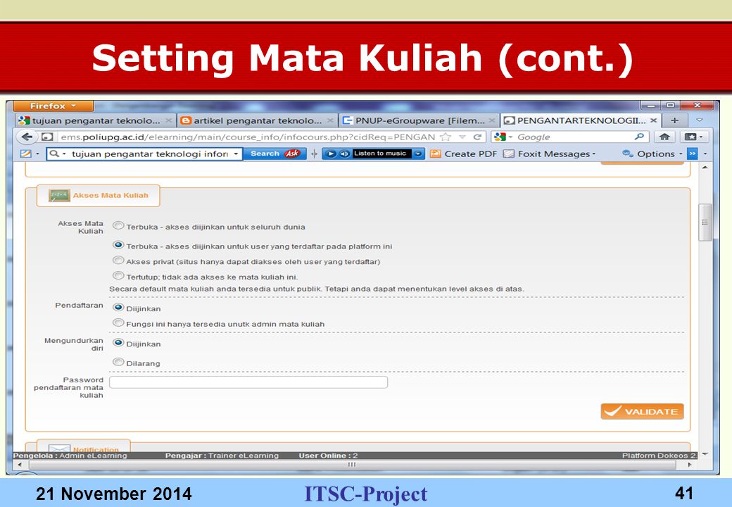 ITSC-Project 21 November Setting Mata Kuliah (cont.)