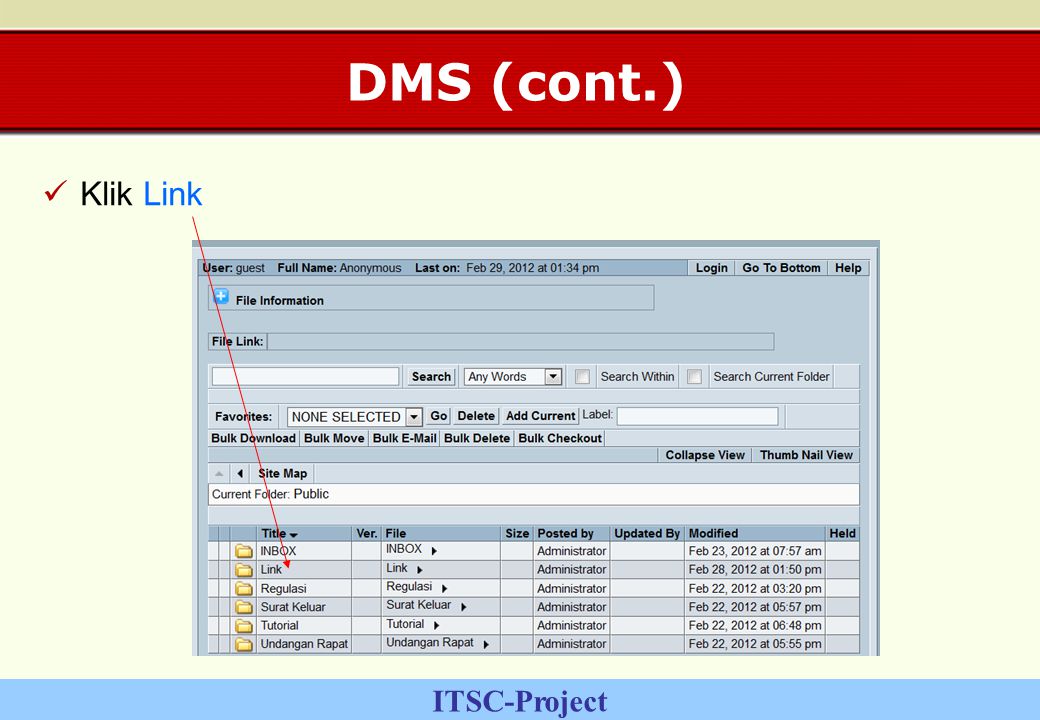 ITSC-Project DMS (cont.) Klik Link