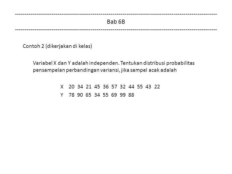 Bab 6B Contoh 2 (dikerjakan di kelas) Variabel X dan Y adalah independen.