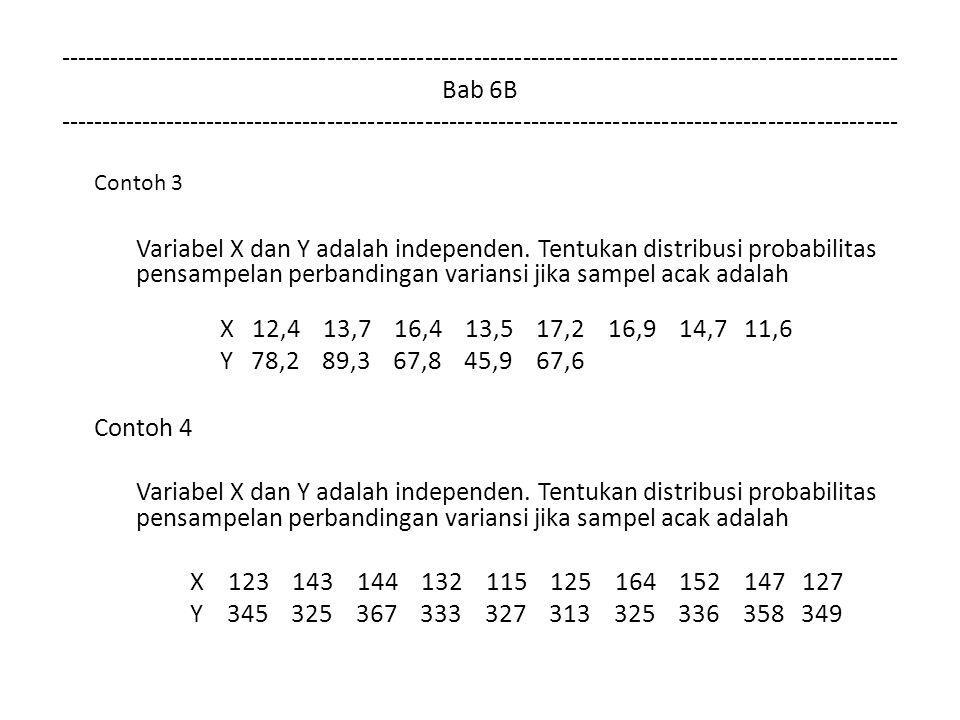 Bab 6B Contoh 3 Variabel X dan Y adalah independen.