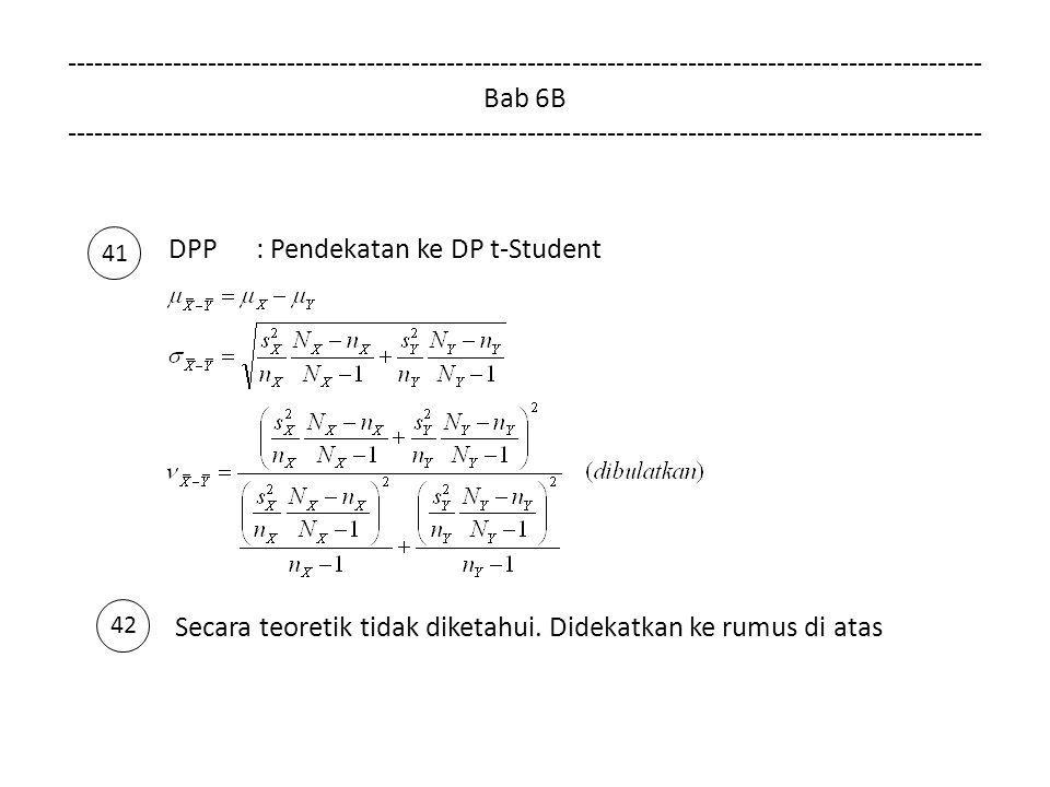 Bab 6B DPP : Pendekatan ke DP t-Student Secara teoretik tidak diketahui.