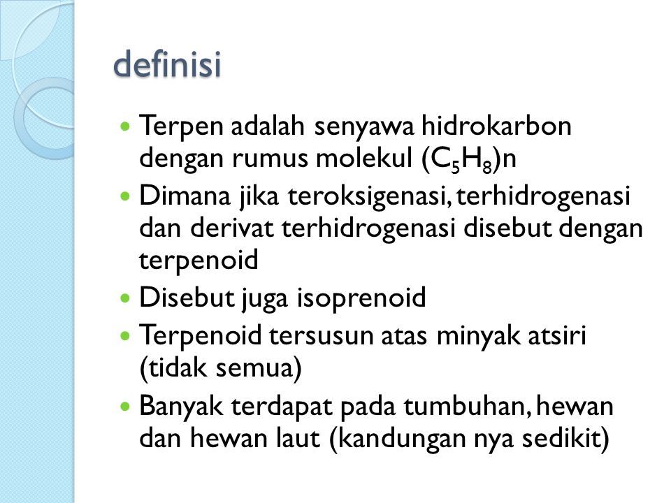 Terpenoid Definisi Biosintesis Klasifikasi Sifat Manfaat Ppt Download