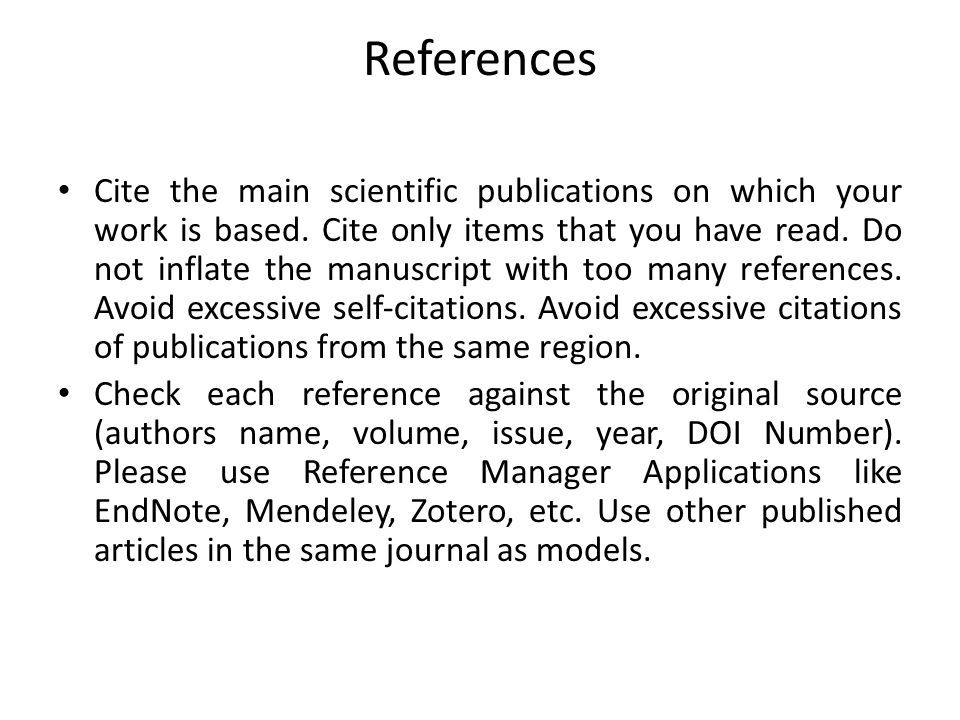 References Cite the main scientific publications on which your work is based.