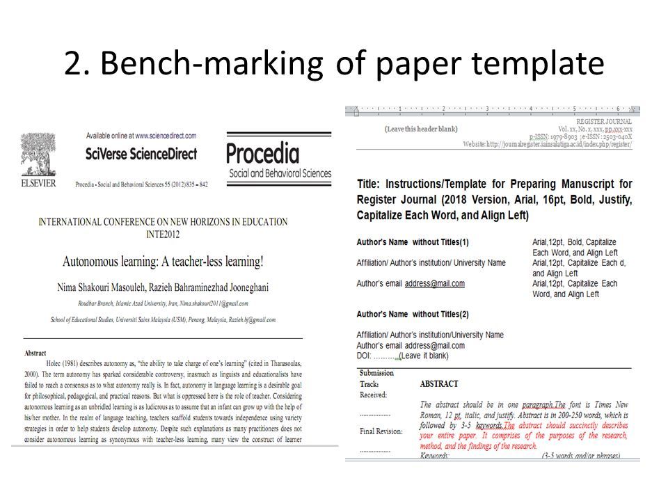 2. Bench-marking of paper template