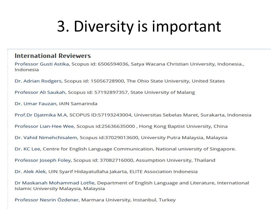 3. Diversity is important