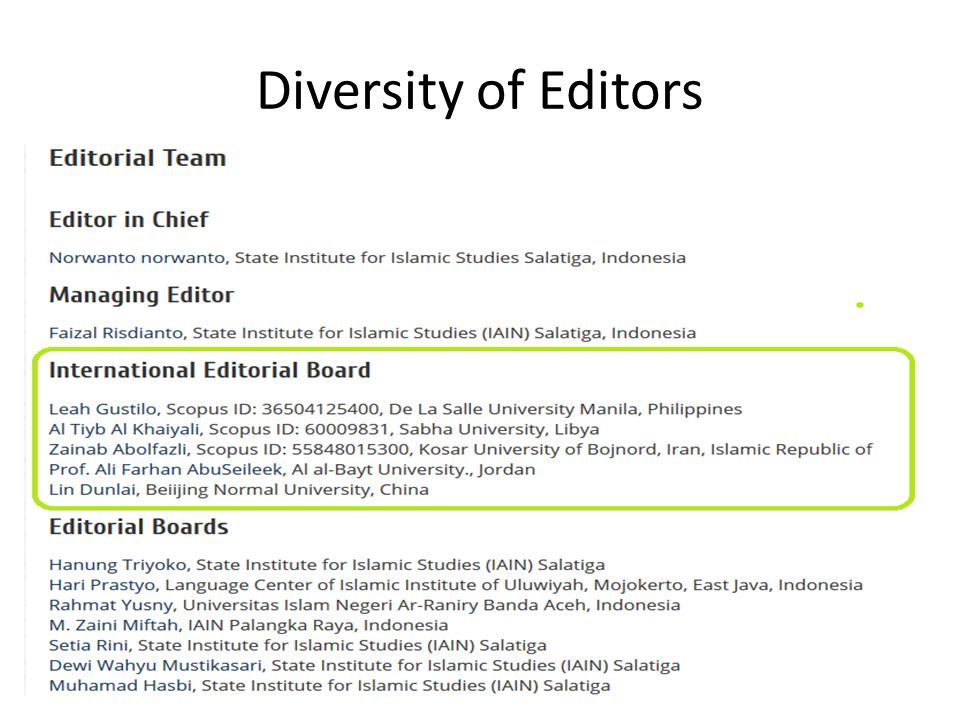 Diversity of Editors