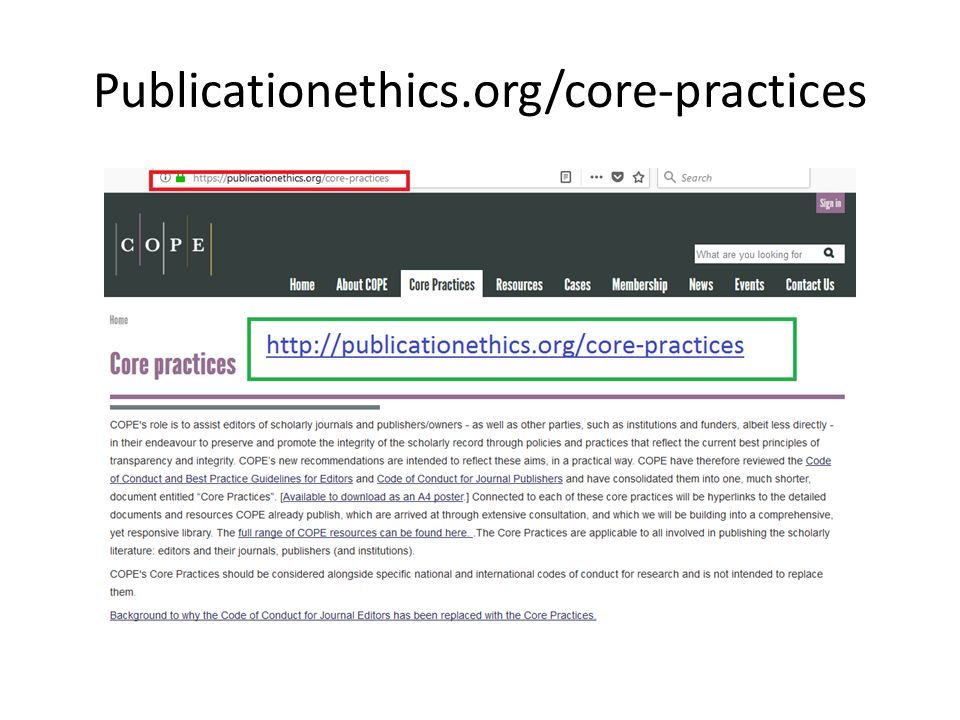 Publicationethics.org/core-practices