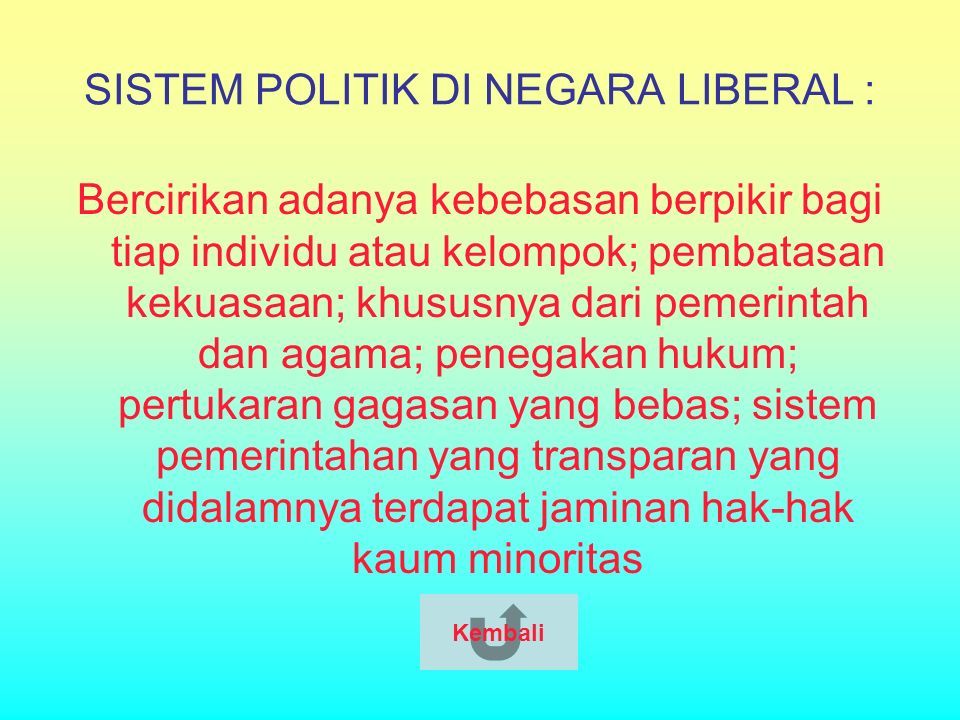 Ciri Ciri Sistem Politik Liberal