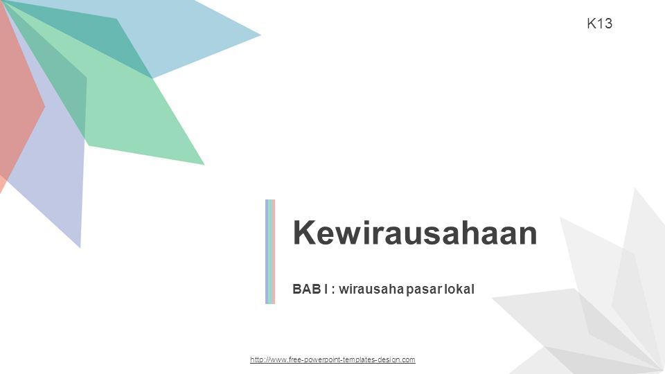 Kewirausahaan BAB I : wirausaha pasar lokal K13