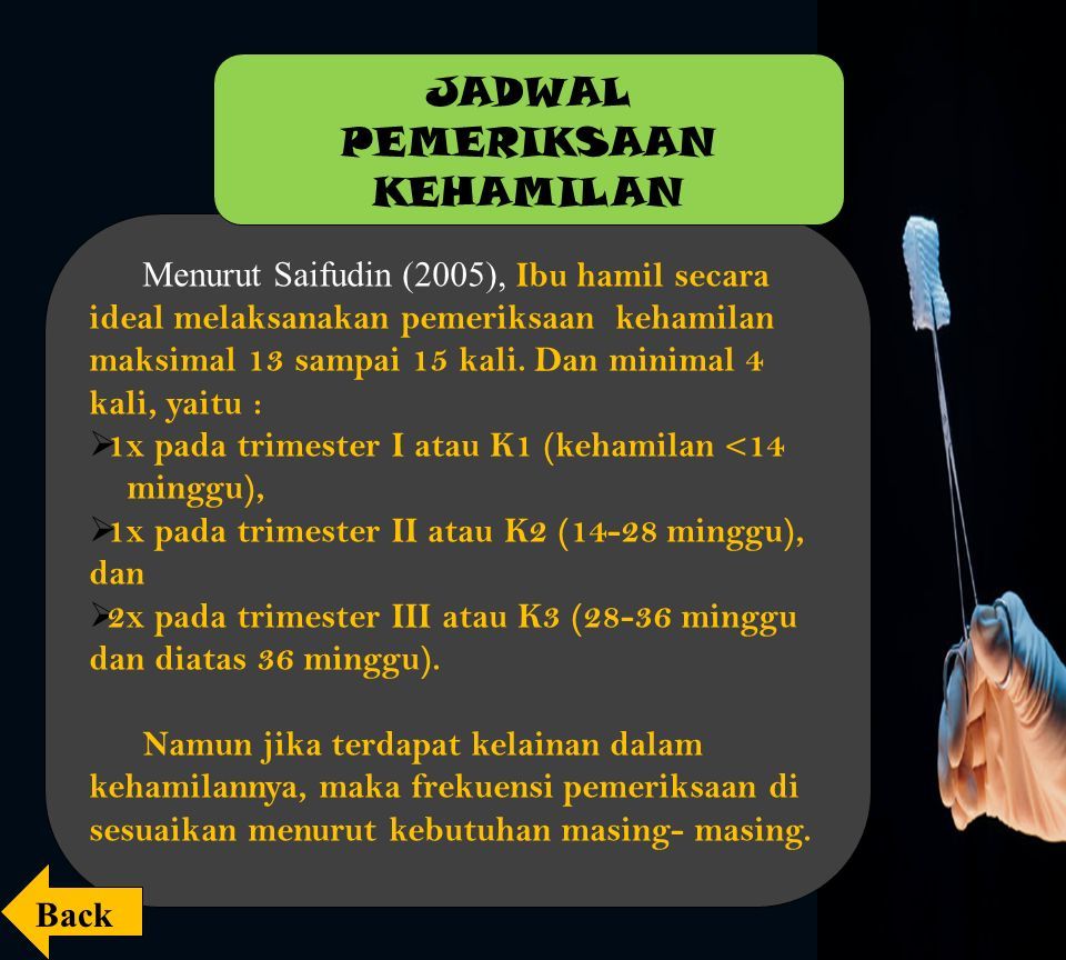 Asuhan Pada Kehamilan Trimestar 3 Tujuan Pemeriksaan Jadwal Pemeriksaan Kehamilan Usia Kehamilan Pengertian Dampak Tidak Memeriksakan Kehamilan Daftar Ppt Download