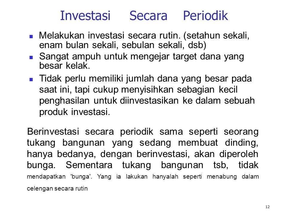 1 KONSEP DASAR INVESTASI. Topik Bahasan Pengertian & Tujuan Investasi ...