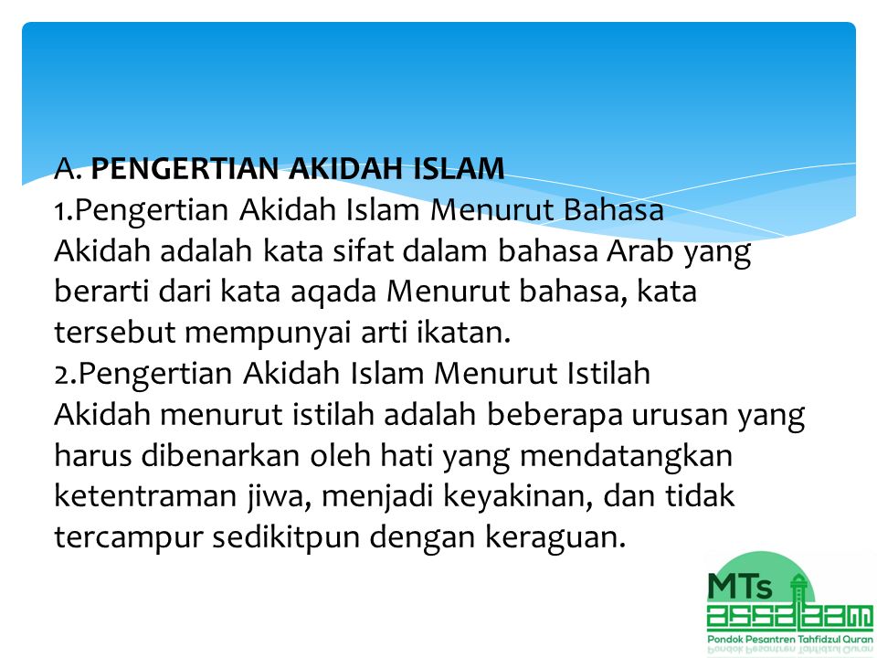 Hukum mempelajari akidah islam bagi setiap muslim adalah